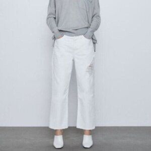 Zara Jeans White 2 High Rise Striaght Ankle NEW